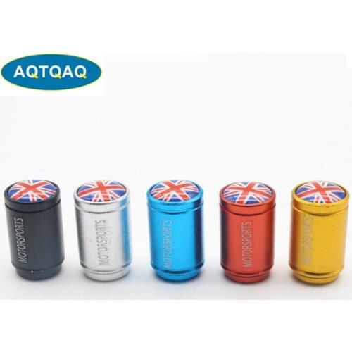 AQTQAQ 4pcs/lot Universal UK flag Emblem Car Bike Moto Tires Wheel Tire Air Valve Caps Stem Cover Accessories Decoration
