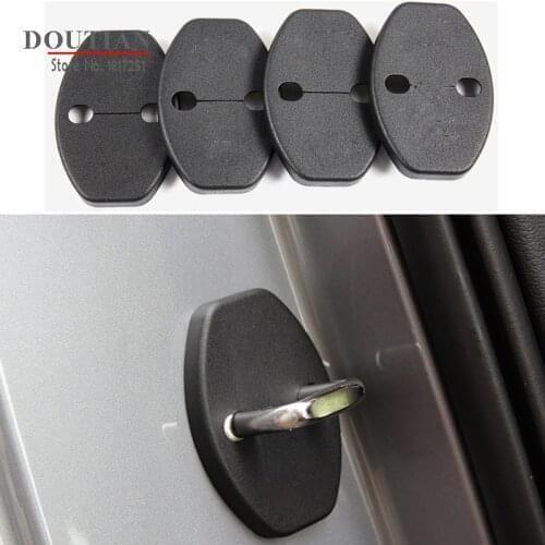 For VW Tiguan Mk2 2017 2018 2019 2020 Car Accessories Plastic Rubber Car Door Lock Buckle Protection Protective Cover Trim 4Pcs
