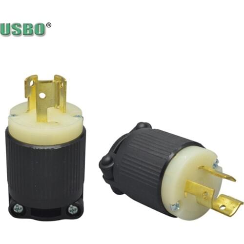 Black America 125V 15A NEMA L6-15P US 2 Pole 3Wires Anti-off In-line Male Industry Power Cable Locked Receptacle Plug