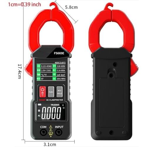 Digital Clamp Meter Voltage Tester Multimeter Auto-ranging Measures Current Voltage Temperature Capacitance Resistance