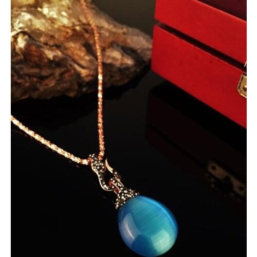 Dr Stone Natural Stone Women 'S Rose Gold Plated Cat 'S Eye Stone Necklace KR 372867962