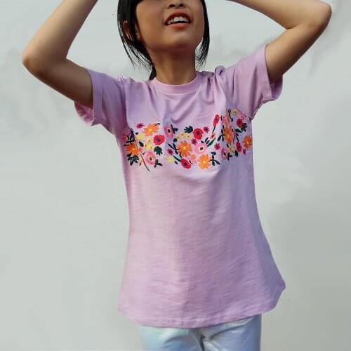 Girls t-shirt cotton girls short sleeve tshirts kids tees summer girl embroidered flowers big girl tshirt