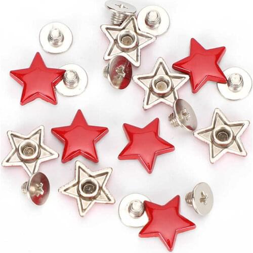 Leather rivets Garment Rivets 50 Set Star Rivets Stud Screw Zinc Alloy Bags Shoes Belts DIY Flat Button 12mm nail