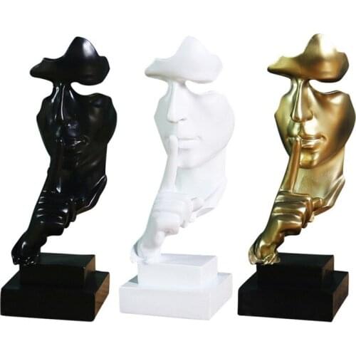 Creative Abstract Modern Sculpture Thinker Sculpture Silence Golden Sculpture Suitable For Office Bedroom Conference Hall Decora