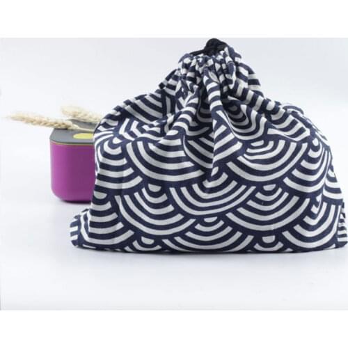 Japanese Style Lunch Box Bag Drawstring Lunch Bag Bento Tote Pouch Portable Children Storage Box Travel Tableware Storage Bag
