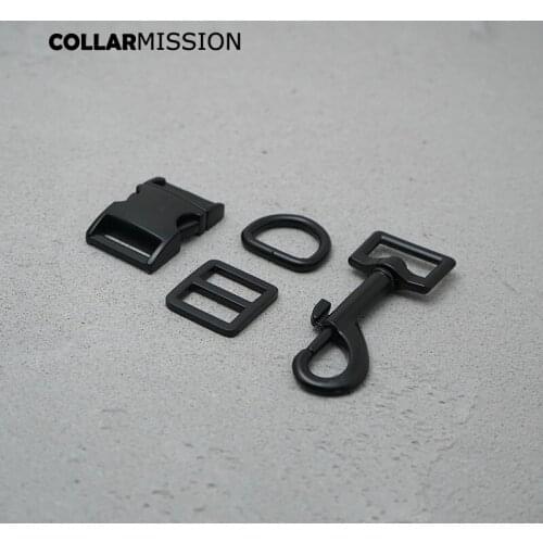 Metal buckle+Tri-Glid+D ring+metal dog clasp/set) Retailing black 20mm for DIY dog collar leash set harness DIY parts