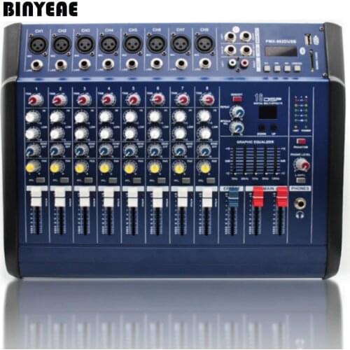 500W Powered Mixing Console 8 CH for Karaoke Stage Studio DJ PMX802D