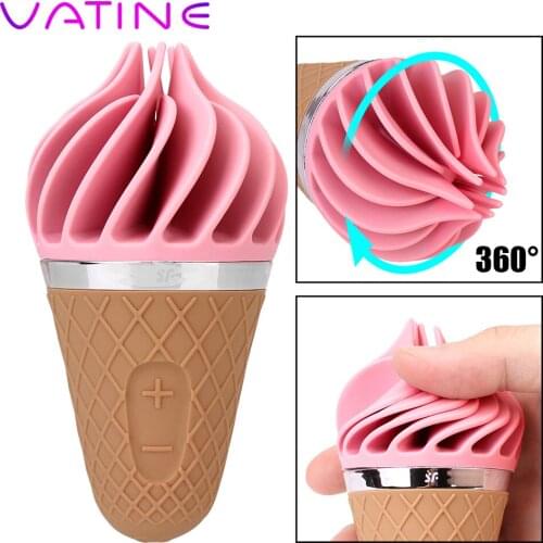 VATINE Mini Ice Cream Sex Vibrator Female Masturbation G Spot Clitoris Stimulator Soft Silicone Cone Sex Toy for Women