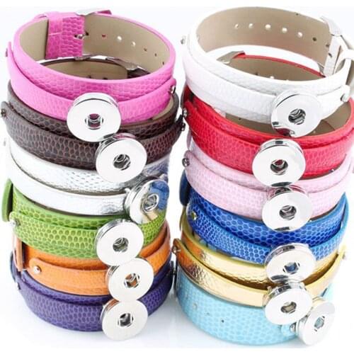 13 Colors PU Leather Bracelets For Men Fit 18mm 20mm Snap DIY Metal Snap Button Bracelet Watches Women One Direction