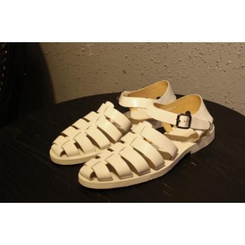 Mens summer sandal shoes white cow leather comfortable Roman shoes handmade casual shoes top quality