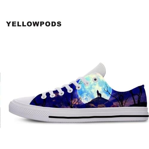 New Canvas Men Casual Shoes 2019New Fashion Wolf 3d Shoes With Print Wolf Howling To The Moon Plimsolls Off White Shoes Man