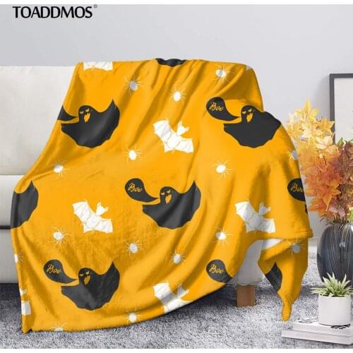 TOADDMOS Halloween Ghost Bat Design Soft Fleece Blanket Gift for Kids Adults Comfort Thin Quilt Sofa Nap Throw Blanket manta