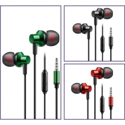 A03 Stereo Bass Headphone In-Ear 3.5MM Wired Earphones Metal HIFI Earpiece with MIC for Xiaomi Samsung Huawei Phones
