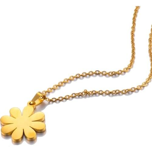 Stainless Steel Gold Small Pendant With 50cm Necklace Fashion Ladies Accessories