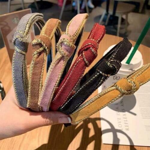 Fashion Bronzing Knot Bow Fabric Hairband Simple Solid Color Hair Hoop Band For Women Girls With Teeth Non-slip Hair Accessories