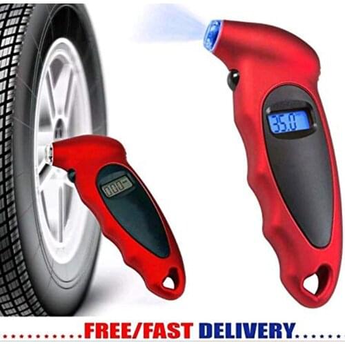 Precision Electronic Digital Car Tire Pressure Gauge Digital Tyre Pressure Gauge Presta 150 PSI With Backlight LCD Red