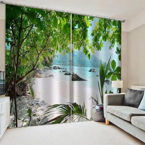 Nature scenery beach curtains Beautiful Photo Fashion Customized 3D Curtains Decoration curtains