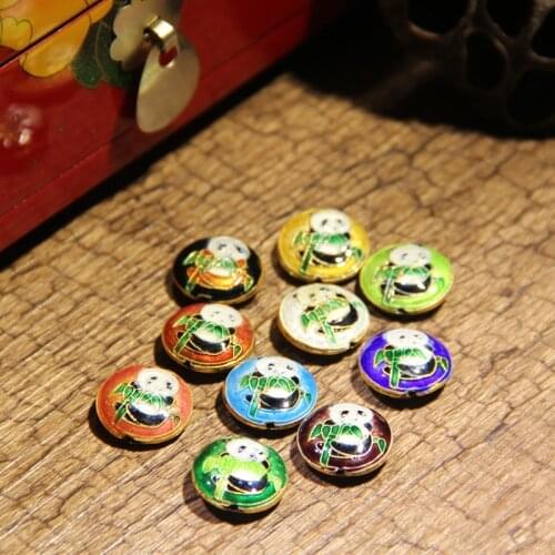 Colorful Cloisonne Enamel Filigree Round Panda Bead Accessories DIY Jewelry Making Findings Necklace Earrings Bracelets 5pcs/lot