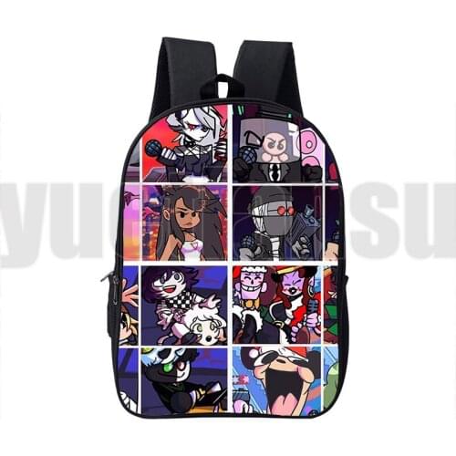 3D Anime Canvas Double Zipper Friday Night Funkin Backpacks Kids Mochila Cartoon 16 Inch School Bags Video Game Bag Children