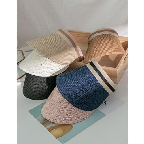 Summer Woman Sun Hats Anti-UV Female Outdoor Visor Caps Hand Made Straw Cap Casual Shade Hat Empty Top Hat Beach Cap