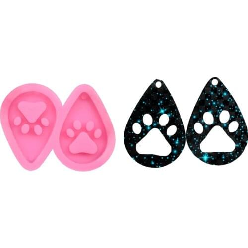 Dog Paw Keychain Epoxy Resin Mold Key Chain Earrings Pendants Silicone Mould DIY Crafts Jewelry Casting Tool 1XCA