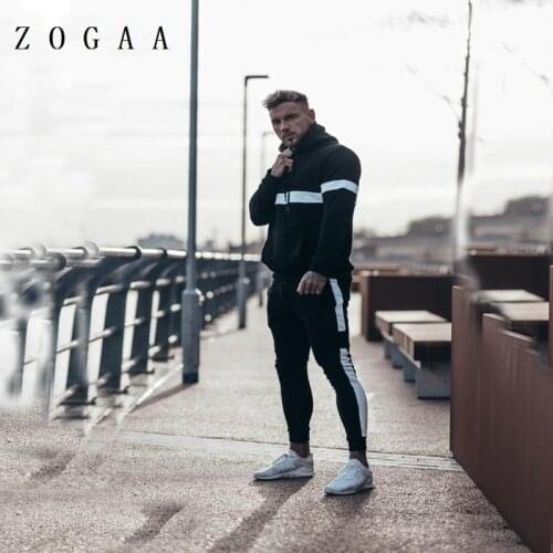ZOGAA 2021 New Mens 2PCS Sportwear Spring Autumn Female Suit Fashion Hooded Joggers Mens Sports Suit Sets Mens Tracksuit Set