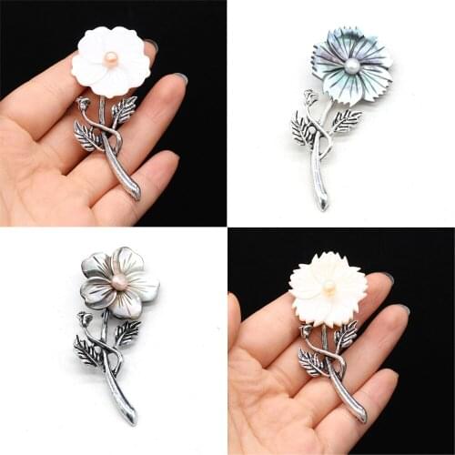 6 Styles White Brooch Pins Flower Women Fashion Brooches Leaf Badge Dress Coat Trendy Jewelry Gift