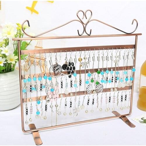 72 Hole Vintage Heart Jewelry Hanger Necklace Earring Metal Rack Display Stand Holder Necklace Display Rack Bracelet Stand