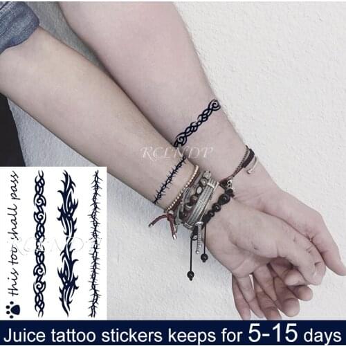 Waterproof Temporary Juice Ink Sticker "this Too Shall Pass" Totem Element Fruit Gel Long Lasting Tattoo for Men Women girl