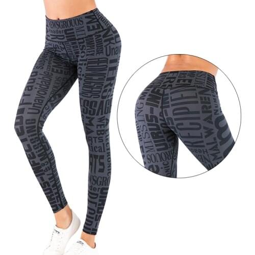 Newest Styles Women Letter Printing Trousers Ladies Running Fitness Leggings Sport Pants