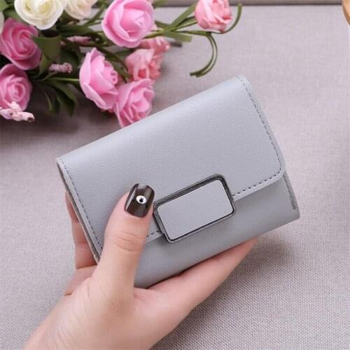 Womens Wallet New Short Paragraph Tide Simple Square Decoration Fashion Lychee Pattern Solid Color Student Wallet B105