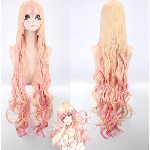 Macross F Sheryl Nome Cosplay Wig women 120cm Long Blonde Pink Ombre Wavy Wigs Heat Resistance Fiber Synthetic Fake Hair