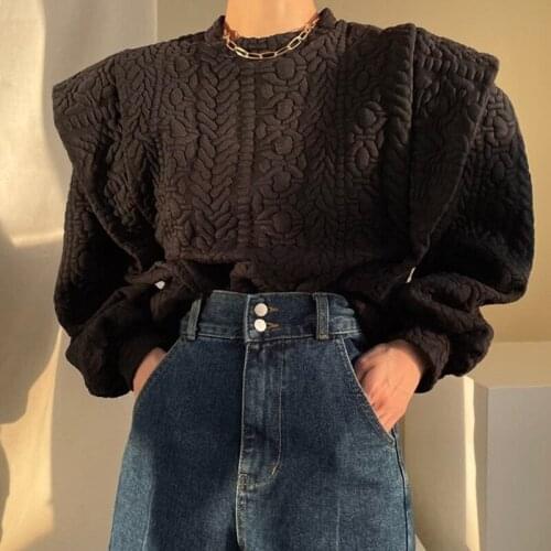 Solid Color Sweatshirts Tops 2021 Autumn Winter Fashion Female Round Neck Minimalist Long-Sleeved Pullover