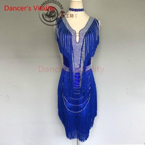 Latin Dance Dress For Women Fringe Competition Dresses Custom Adult Child Latin Dancing Performance Clothing Girs Dance Costume