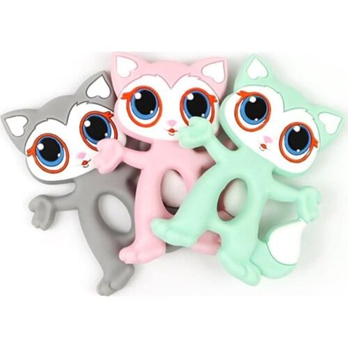 1pc Cartoon Teether Fox Pattern Baby Teething Toys For Childrens Christmas Gift BPA Free Food Grade Silicone Rodent