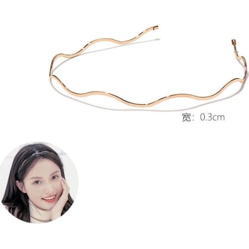 1pcs New Fashion Women Gold Metal Wave Bending Hairbands Geometric Thin Headbands Elegant Headdress for Daily Party