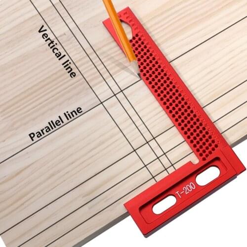 160/200mm 90 Degree Squares Aluminum Alloy Woodworking Scribe 1mm Per Hole Cross-Calibration Right Angle Ruler Marking Gauge