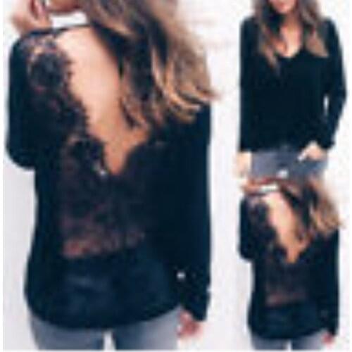 2018 hotwon Womens Casual Lace Long Sleeve Knifefishes Shirt T-shirt Summer Tops New