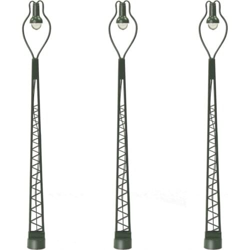 3pcs HO Scale Lamp Post 12.8cm 1:87 Street Lights Model Railway Train LEDs Miniature LQS67HO