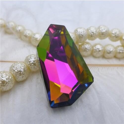 38mm rhombic crystals rainbow/metallic pendants irregular shape chandelier jewelry accessories DIY k9 glass lamp drop 12pcs PO32
