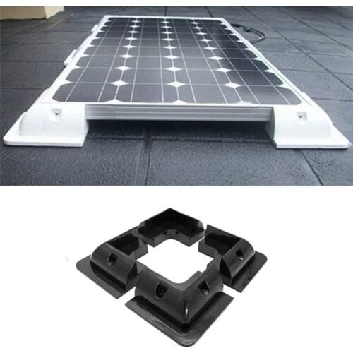 4Pcs RV Solar Panel Mounting Brackets Black Drill-Free Corner Bracket Support for RV Boat Caravans