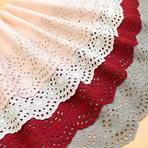 5Yard/Lot DIY Handmade Pure Cotton Cloth Embroidered Lace Trim Women Clothes Cuff Dress Fabric Width 19.5CM Sewing Accessories