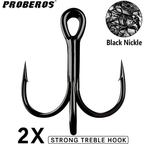 50pcs/lot Saltwater Fishing Hook Black Nickle Treble Hooks 1#-12# 2/0#-5/0# High-Carbon Steel Fishhook High Strength Hooks