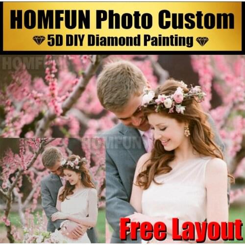HOMFUN 5D Diamond Painting! Private Custom Parents,Children,Lovers Picture Photos Full Rhinestones Make Your Own Diamond 5D