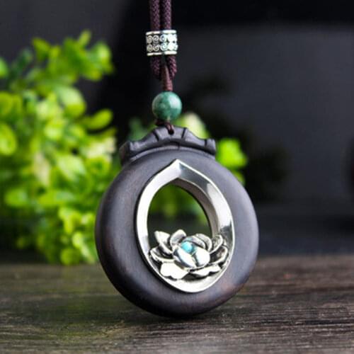 2021 Ancient Style Nepal Ping'an Brand Ebony Thangka Exotic Style Tag Necklace Mens and Womens Elephant God Sweater Chain