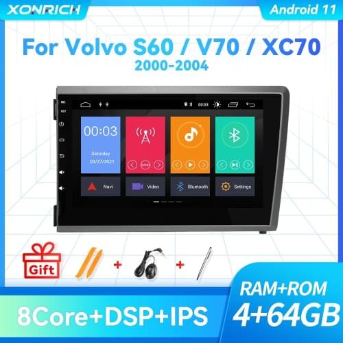 4GB IPS DSP 2Din Android 10 Car DVD Player For VOLVO S60 V70 XC70 XC90 2000 2001 2002 2003 2004 Multimedia GPS Radio Navigation