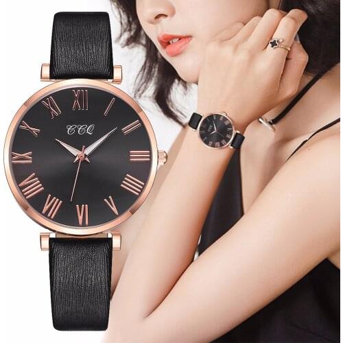 Women Leather Colorful Roma Dial Watch Luxury Ladies Quartz Watches CCQ Clock Relogio Feminino