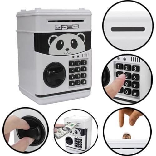 Child Money Storage Panda Electronic Piggy Bank ATM Password Money Box Cash Coins Saving Box Safe Box Automatic Deposit Gift