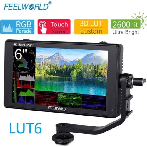 Feelworld LUT6 6 Inch Ultra Bright 2600nits Touch Screen 3D-LUT HDR IPS Camera Field Monitor with Accurate Waveform Vector Scope