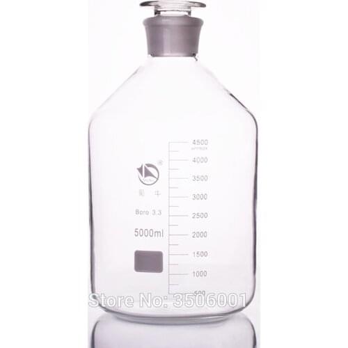 Reagent bottle,Narrow neck with standard ground glass stopper,Clear,Boro. 3.3 glass,Capacity 5000ml,Sample Vials
